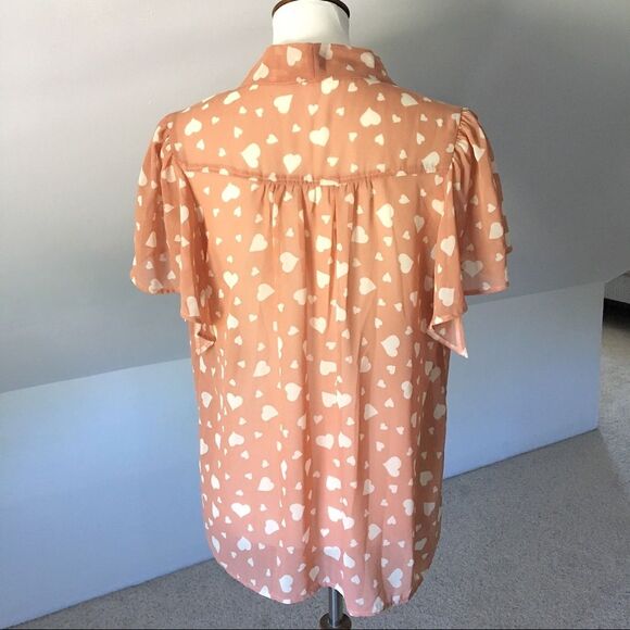 ASOS Tie Neck Lavallière bow Romantic Heart Blouse - Size 6 - Picture 7 of 8